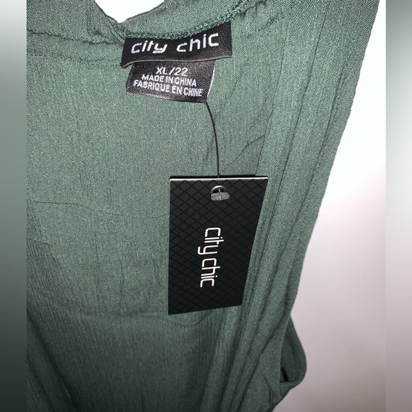 NWT City Chic Plus Fringe Tiered Dress Jungle Green Color Size 22 - Picture 3 of 6